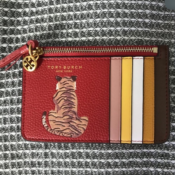 TORY BURCH RARE LIMITED EDITION TIGER ZIP CARD CASE CARD HOLDER AND GIFTBOX - Picture 3 of 5